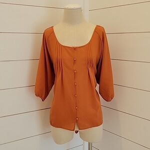 PERCH by Blu Pepper xl sheer button down blouse with crochet at back